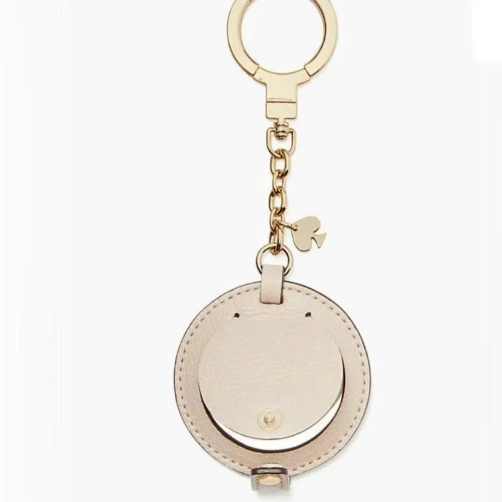 NWT KATE ♠️ SPADE LEATHER KEY CHAIN / FOB IN ROSE WITH MIRROR - Picture 3 of 7
